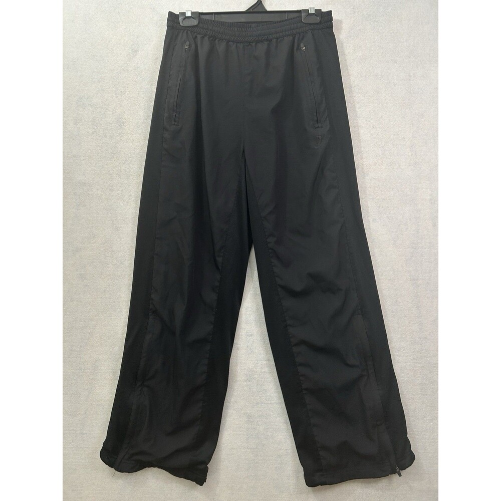 Prince Mens Track Pants Medium Black Polyester Warmup Joggers Zip Ankle Pockets